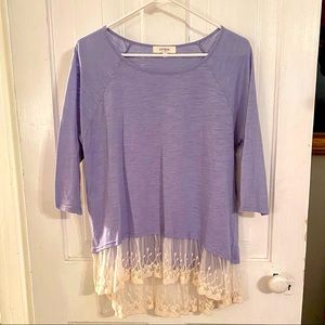 Umgee Lace Hemmed Shirt